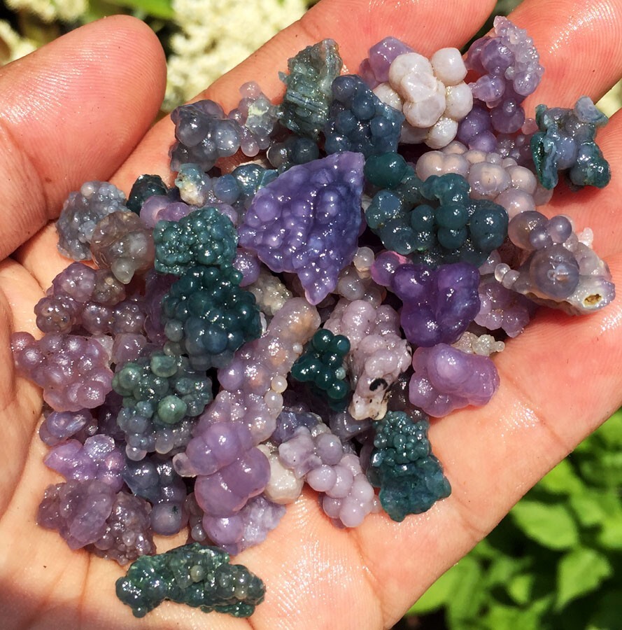 100g 50-90Natural Botryoidal Chalcedony Starlight Purple Grape Agate Grain ag100