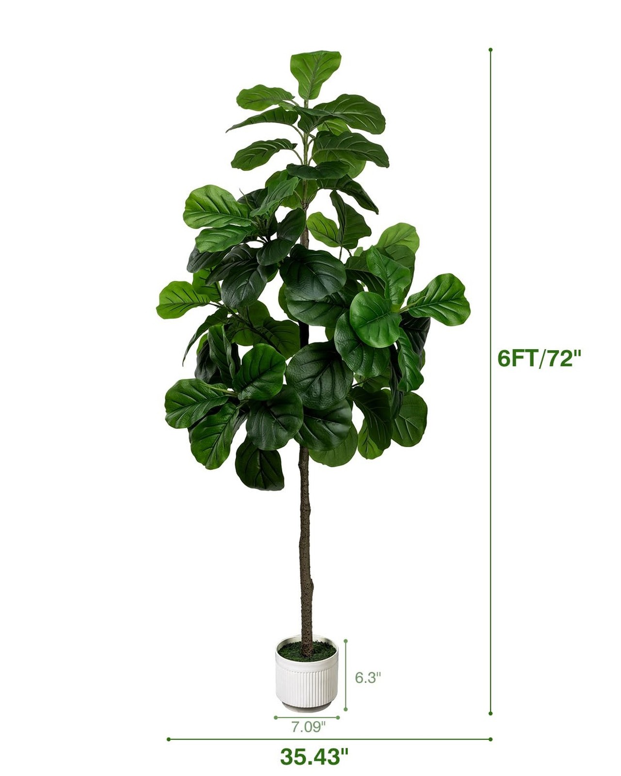 Artificial Fiddle Leaf Fig Tree 6FT – Large Fake Trees with White Planter, Ta…