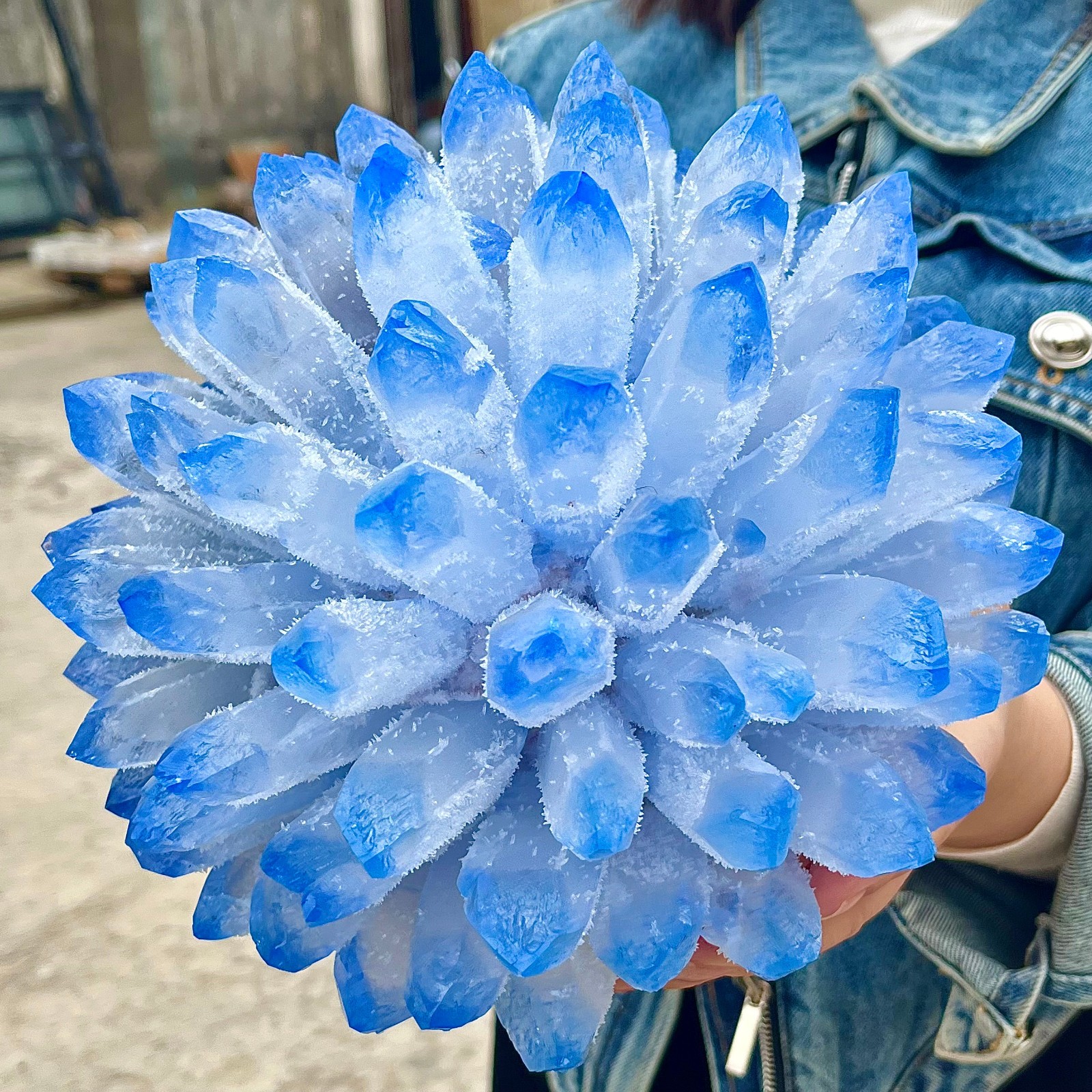 12.54LB eatiful blue Tibetan Ghost phantom Quartz Crystal Cluster Specimen