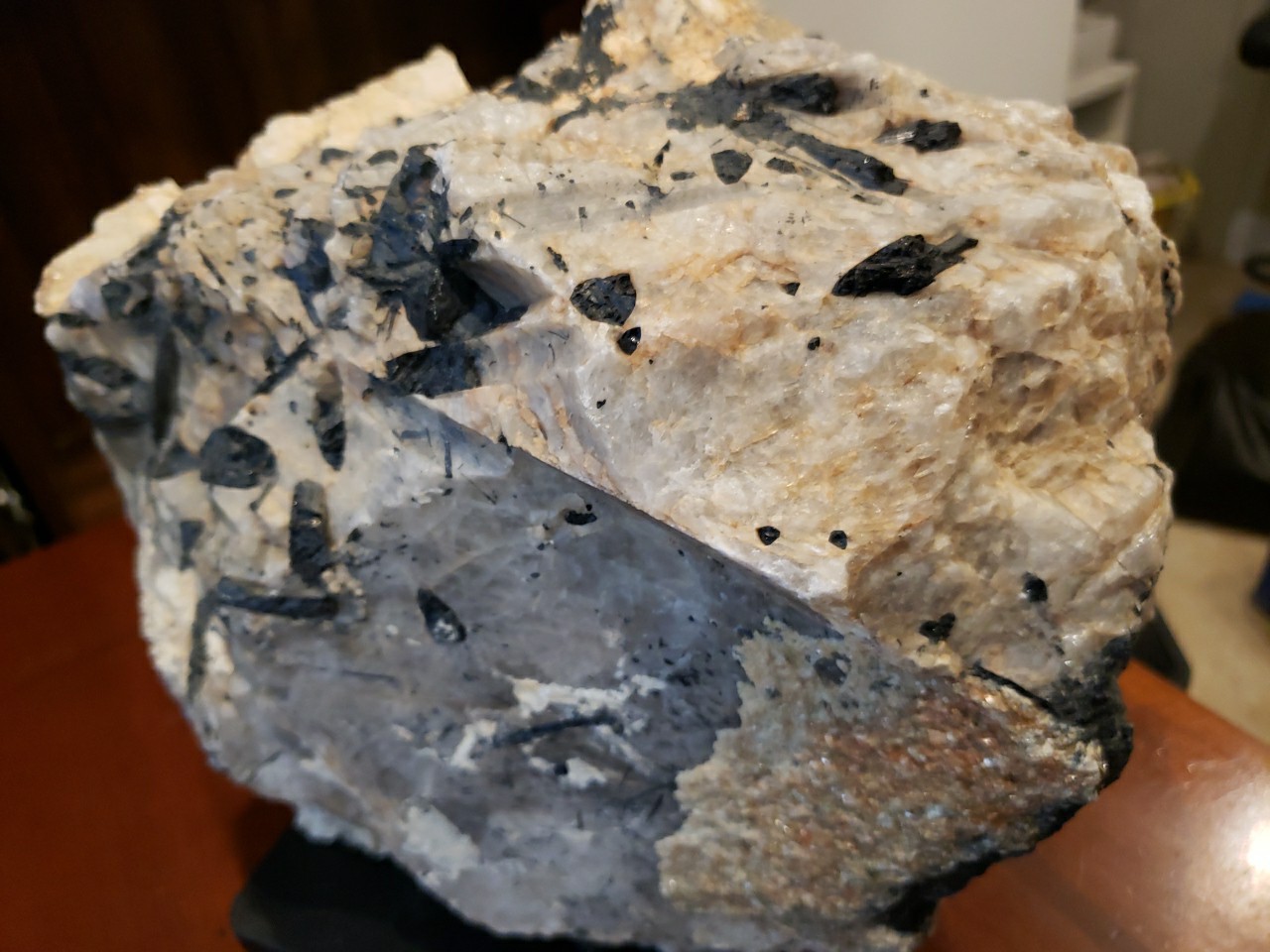 Huge 19 Pound Black Dark Blue Tourmaline Lepidolite Rough Boulder Rock Specimen