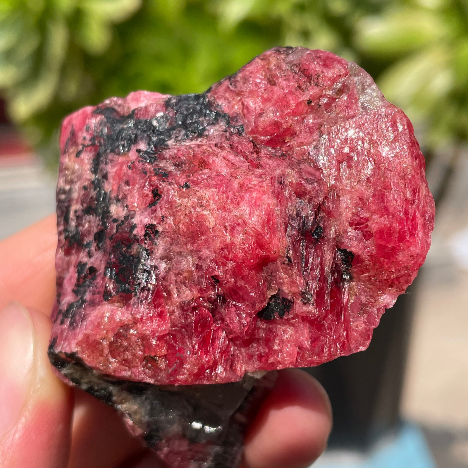 91g Small Rough Stone Natural Red Black Rhodonite Quartz Crystal Specimen