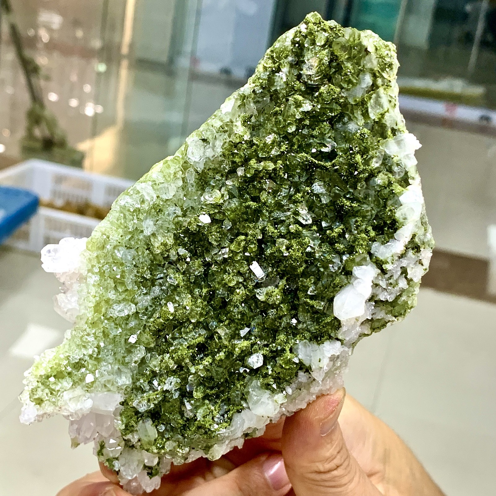 449G Natural green top-notch epidote quartz crystal minerals /Türkiye