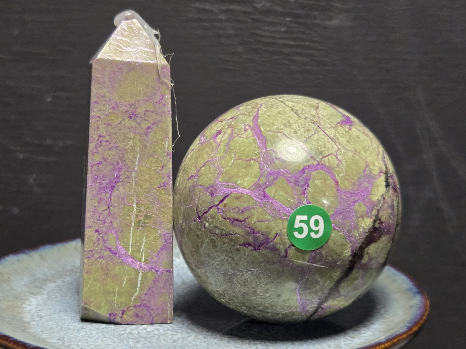 GREAT GORGEOUS Set of (2) Atlantisite Sphere and Tower set- G59