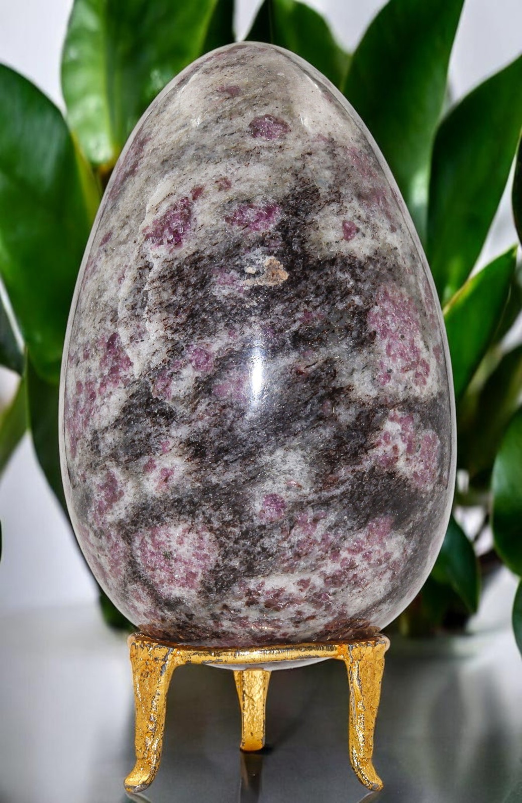 125mm Pink Ruby Corundom Crystal Chakra Healing Collectible Stone Gift Egg