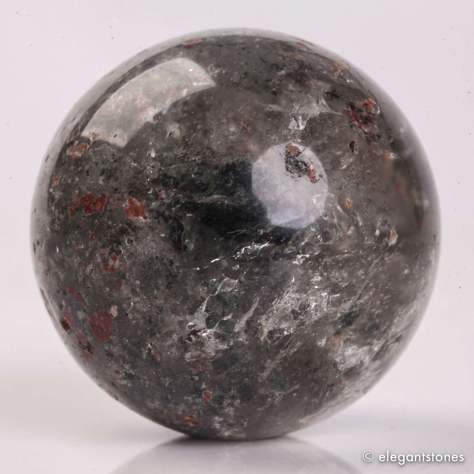 56g34mm Natural Garden/Phantom/Ghost/Lodolite Quartz Crystal Sphere Healing Ball