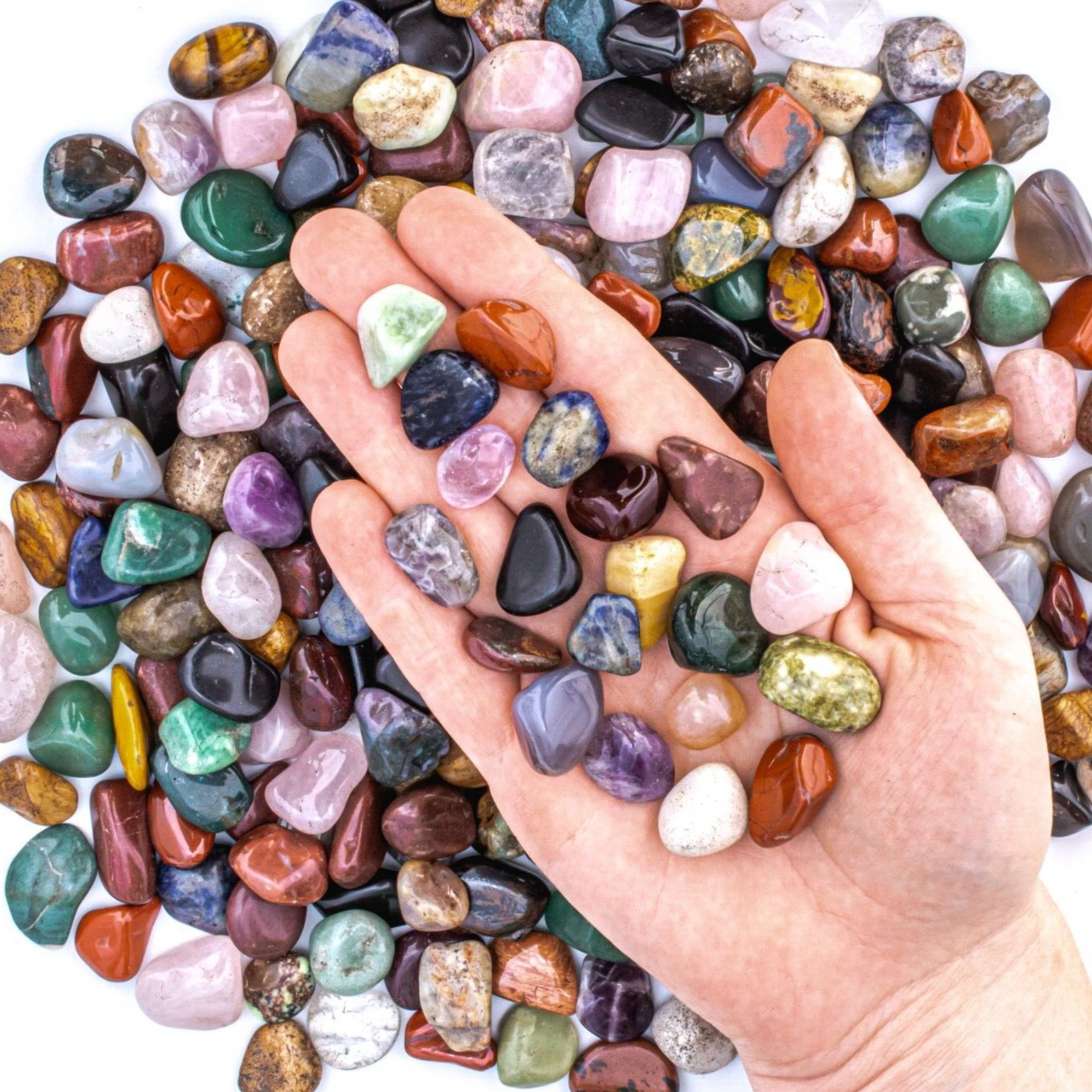 1/2 lb Tumbled Natural Assorted Small Gemstone Mix 40-90 Stones Rocks Bulk Gems