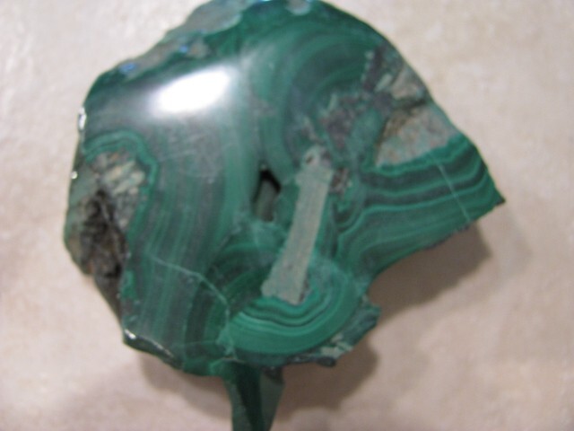 M1 – 65g PALM SIZE MALACHITE SLAB 2 SIDE POLISHED GEMSTONE CONGO slice lapidary