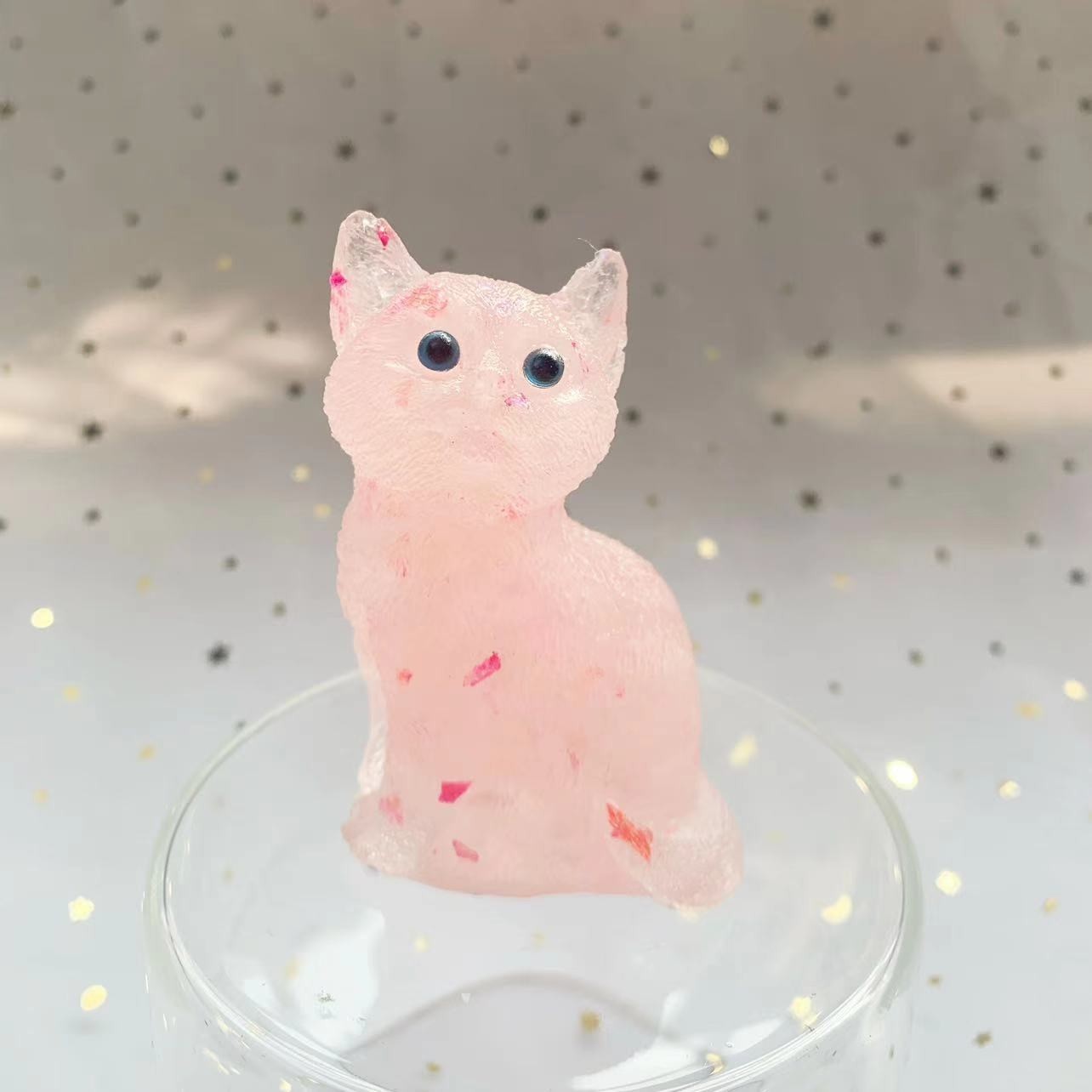 Natural Resin Crystal Cat Carving kitten Figurine Decor Healing Gemstone Animals
