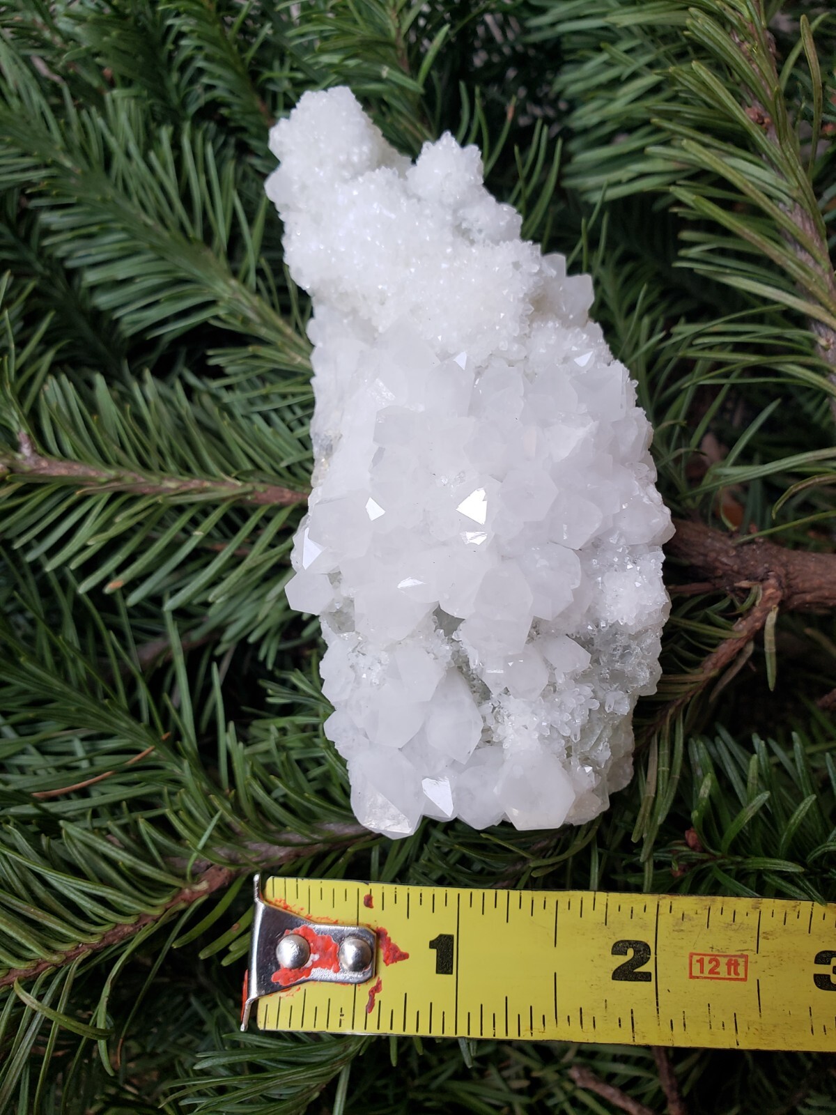 Natural White Quartz Crystal on Fluorite Cluster Specimen, 175g or 6.2oz
