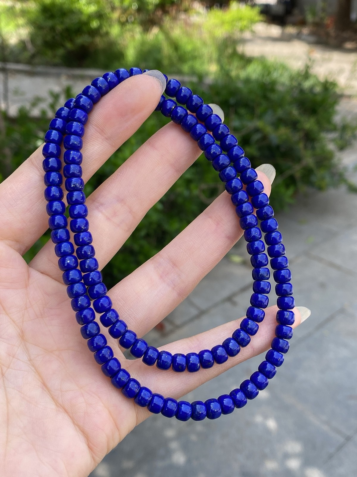 Premium Old Shape Lapis Bead Multi Strand Smooth Polished Ethnic Style Bracelet