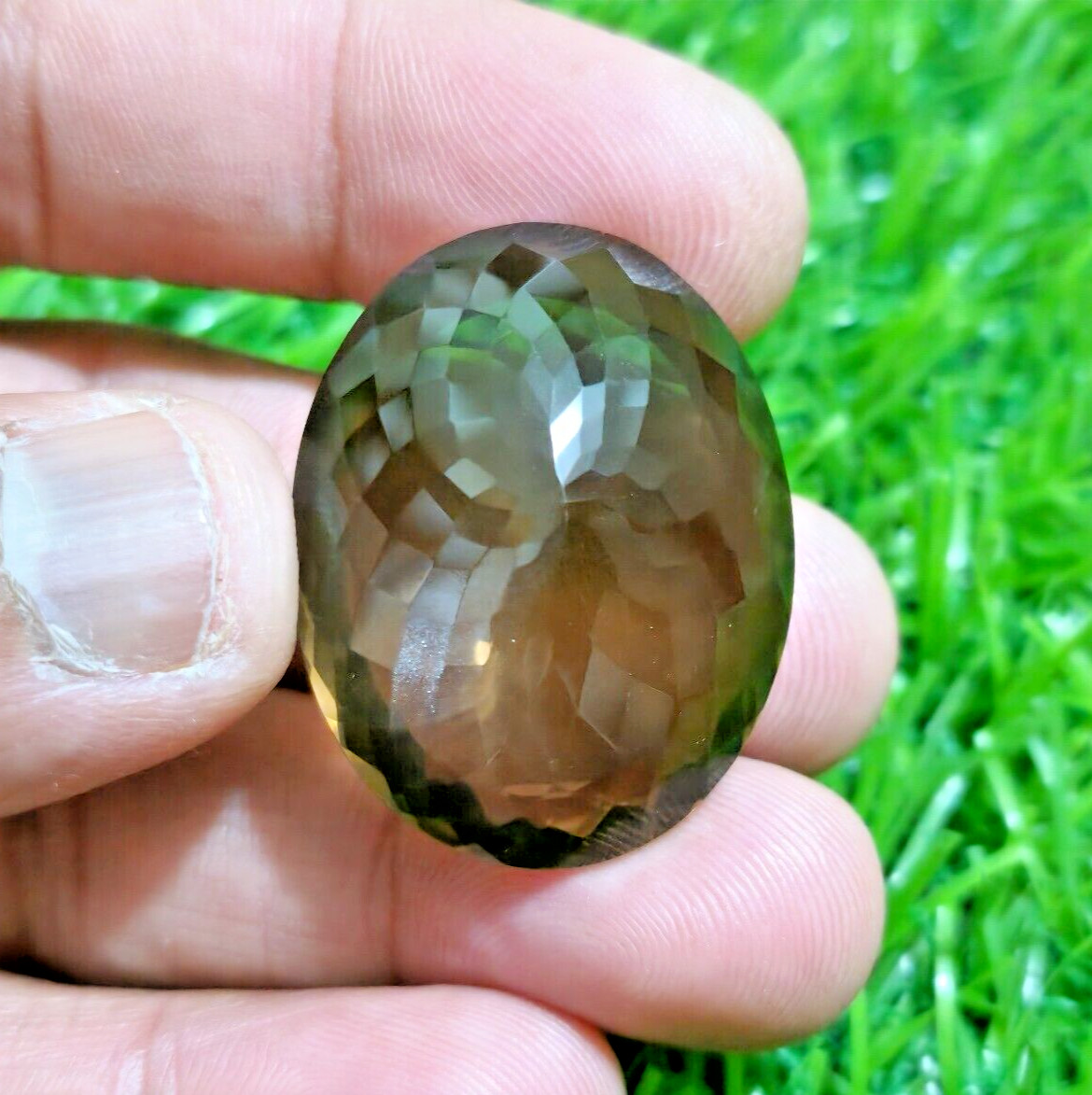 67 Crt Excellent AAA+ Smoky Quartz Faceted Oval Shape Loose Gemstone For Jewelry