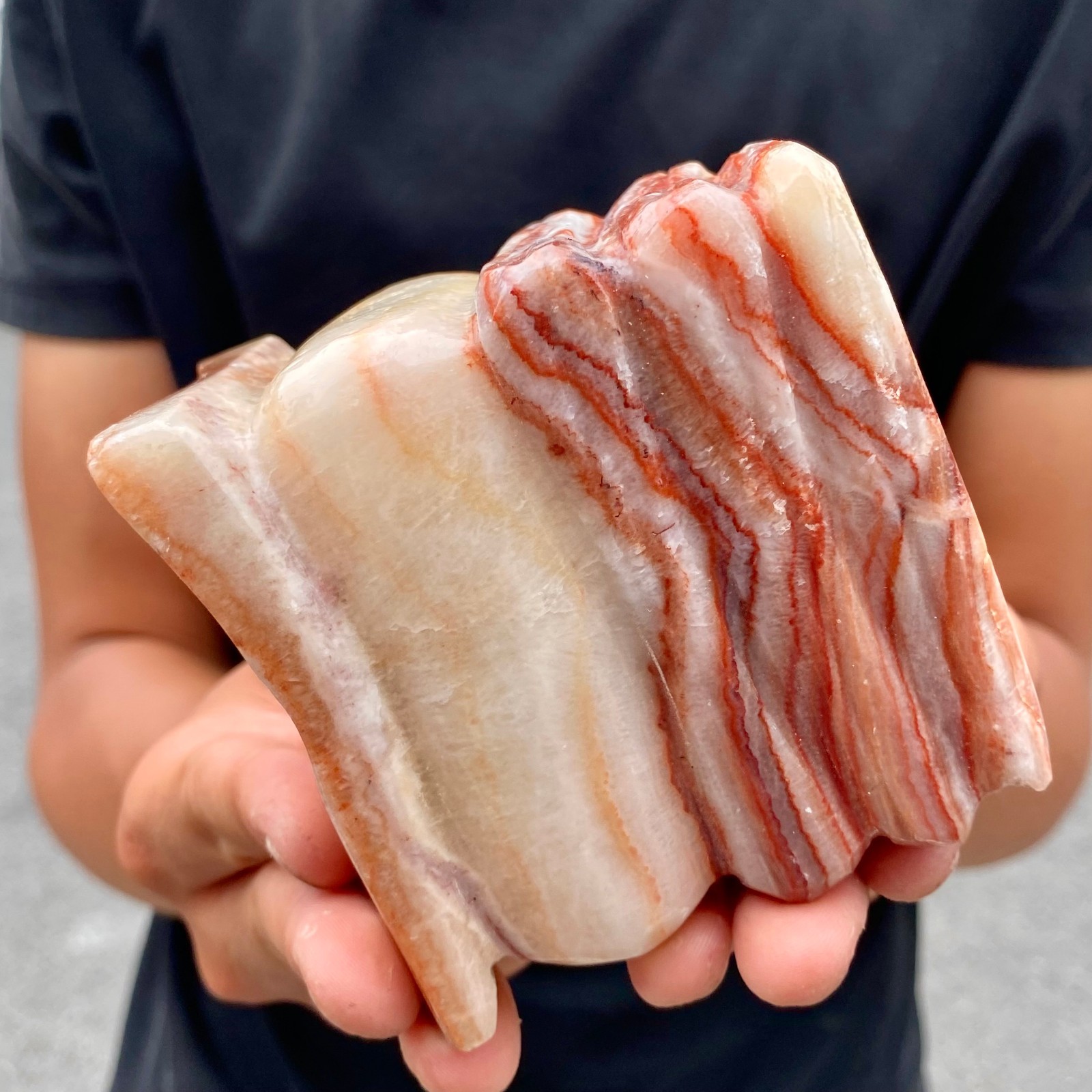 2LB Natural Pork Stone (Bacon Calcite) Slice Feng Shui Home Decor Specimen