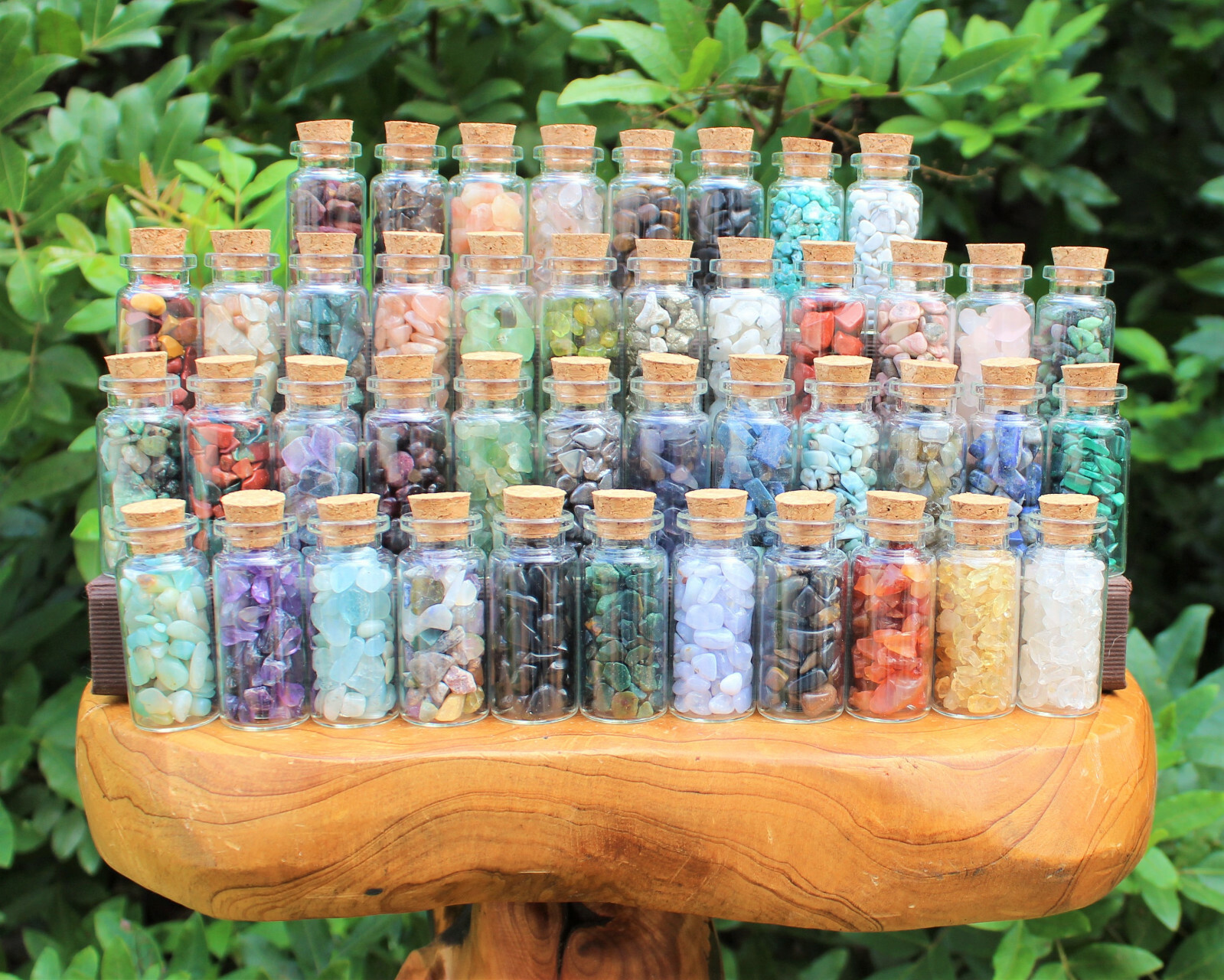 Genuine Gemstone Chips in Beautiful Large 2″ Display Bottles: AAA Crystal Chips!