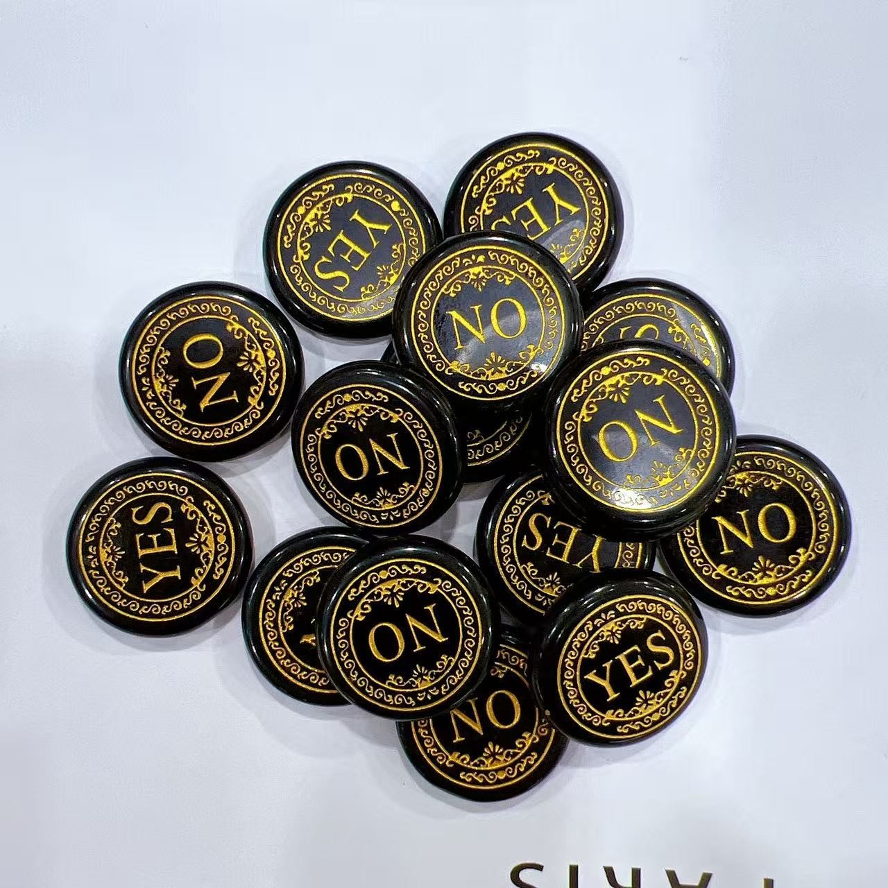 5PCS Crystal Yes No Decision Maker Coin Engraved Worry Stone Divination