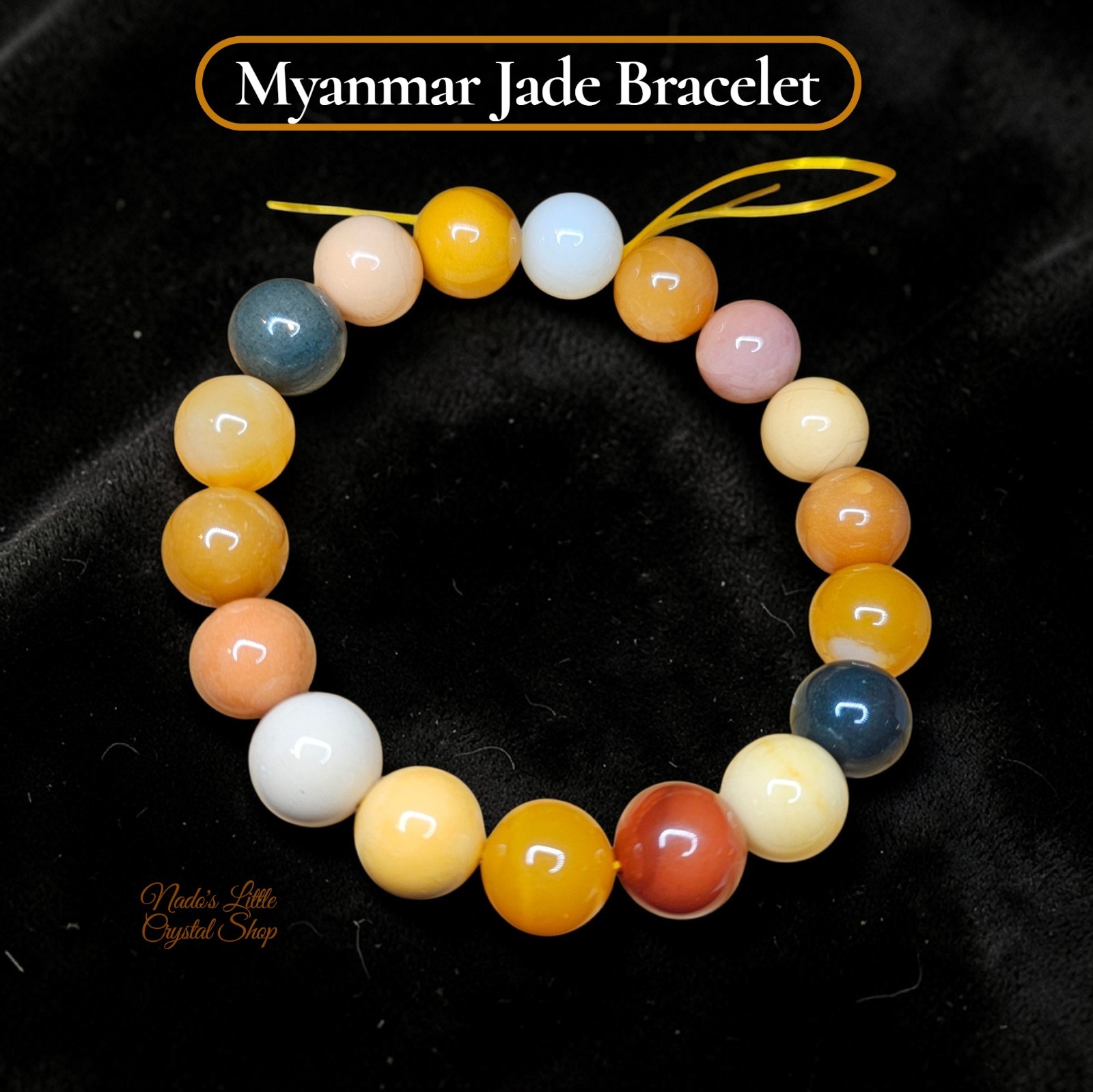 Natural Myanmar Colorful Jade Bracelet 11mm Round Beads