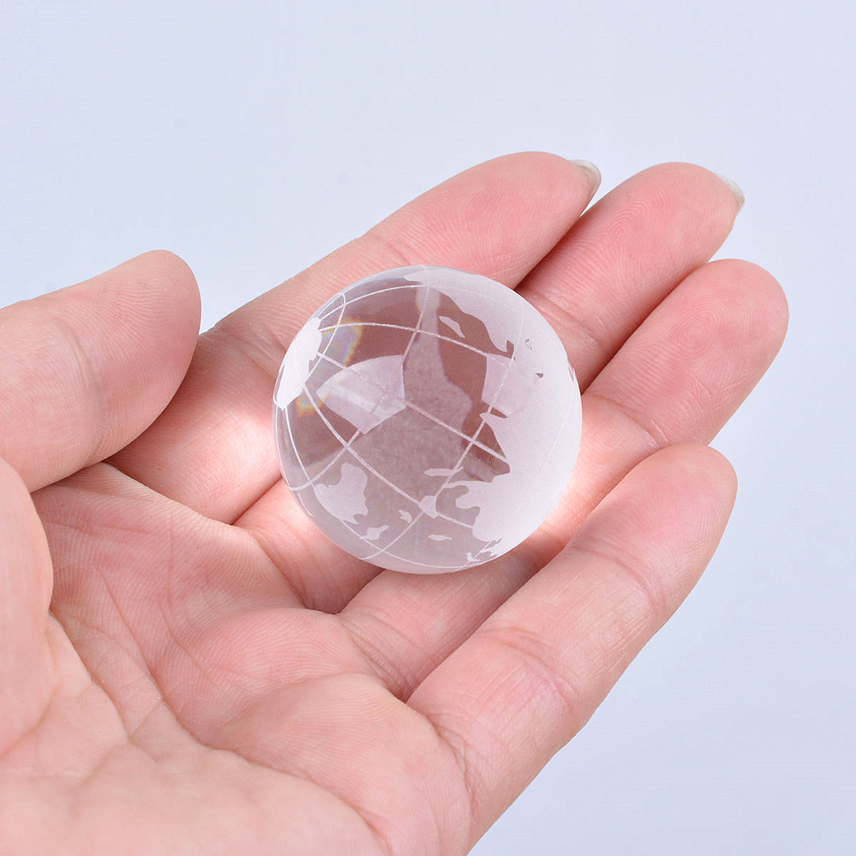 LONGWIN 30mm Frosted Crystal Earth Globes Clear World Ball Marble Globe