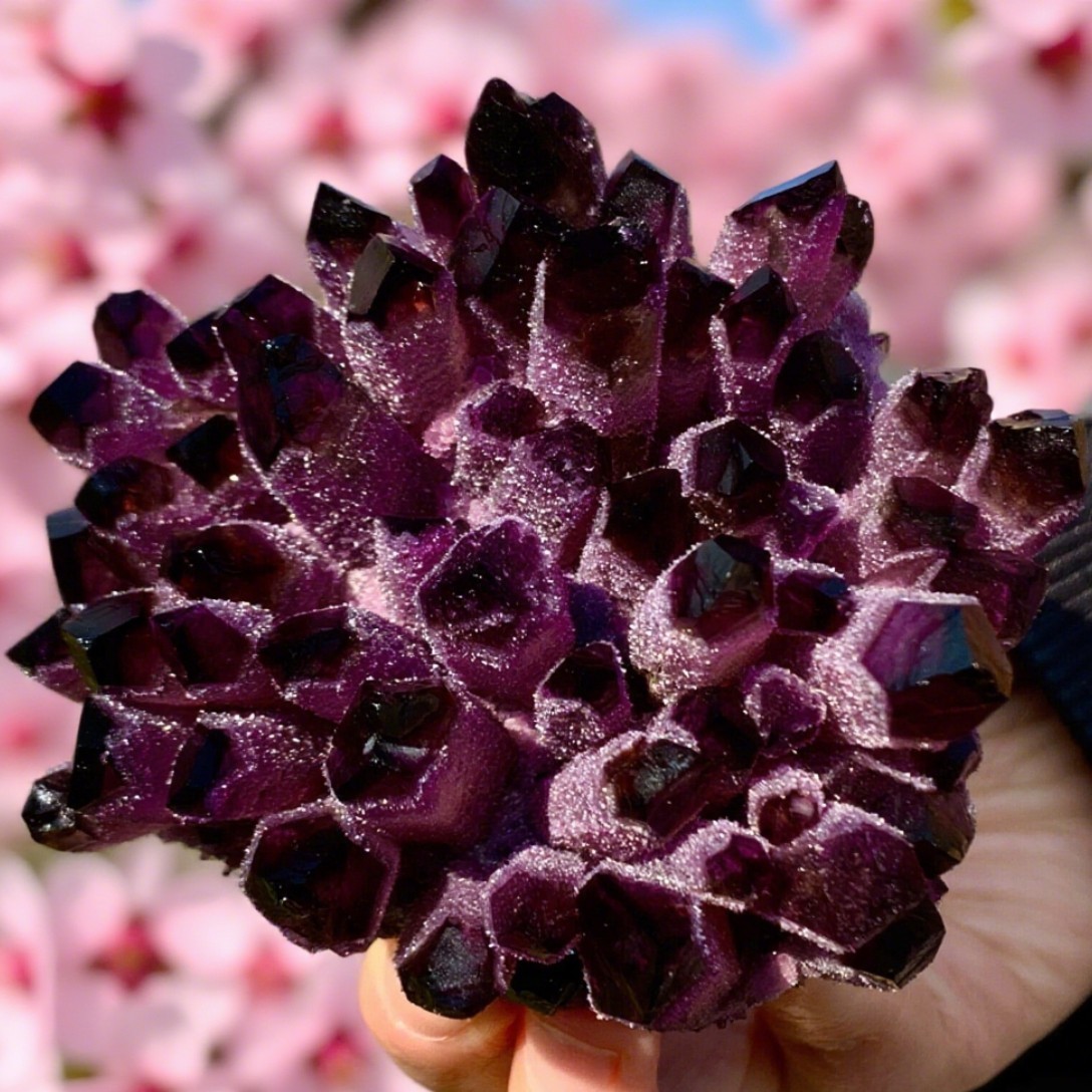 330g Rare Dark Purple Phantom Geode Cluster Natural Healing Crystal Reiki Decor