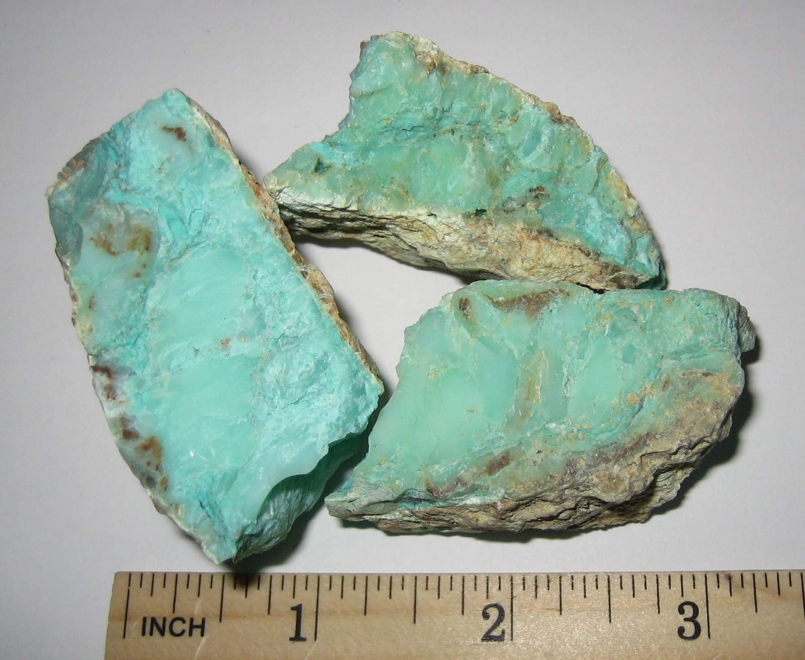 3 NATURAL ROUGH 1″ – 2.2″ GREEN OPAL CRYSTAL STONE MINERALS BULGARIA ~ 162.6g *2