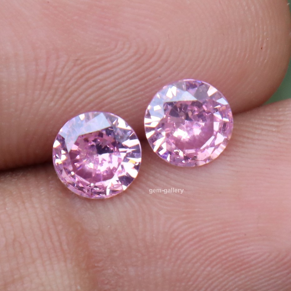 2 Pcs Round Cut Natural Pink Sapphire Pair 2.55 Ct Certified Loose Gemstone