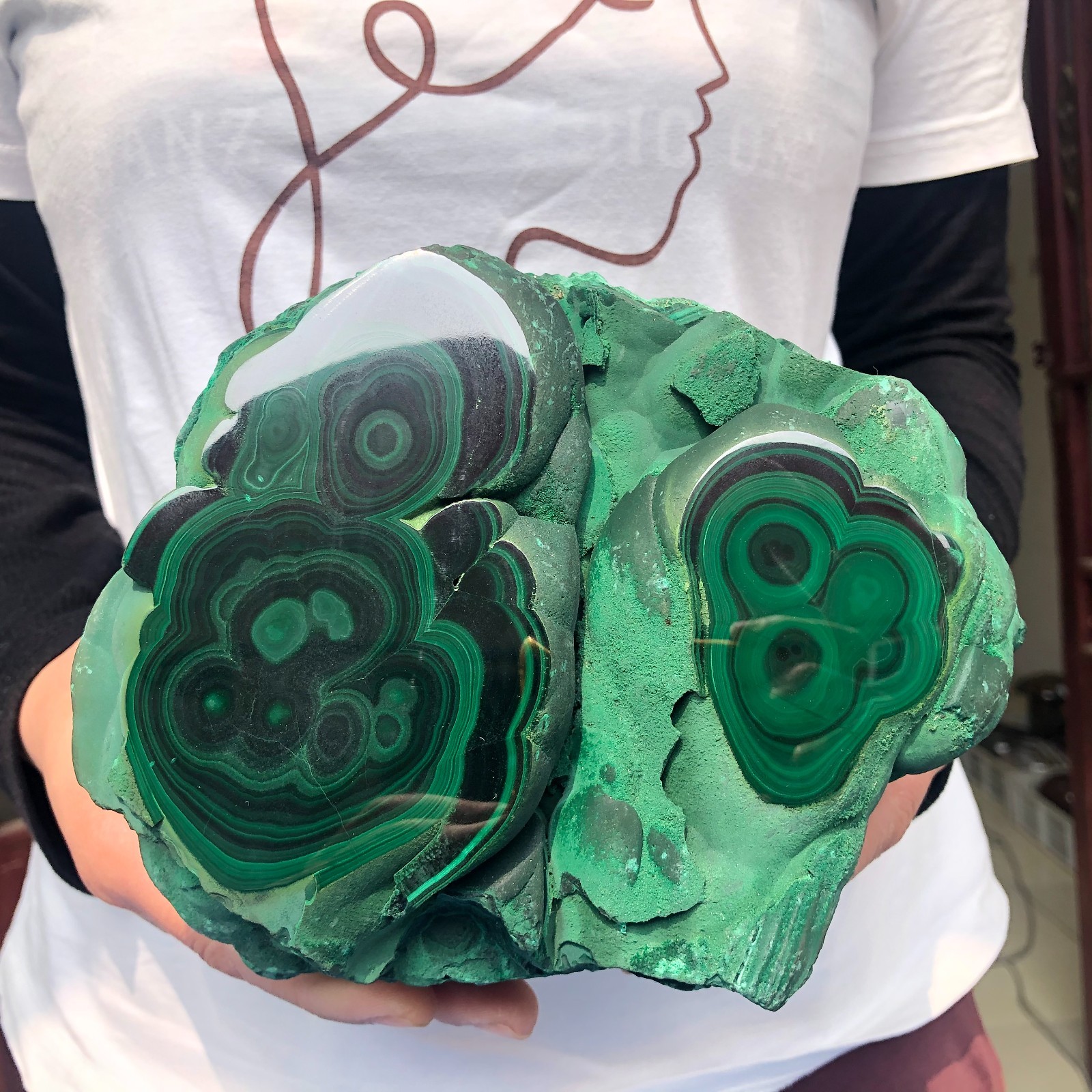 7.1LB Natural glossy malachite cat eye quartz crystal mineral specimen Healing