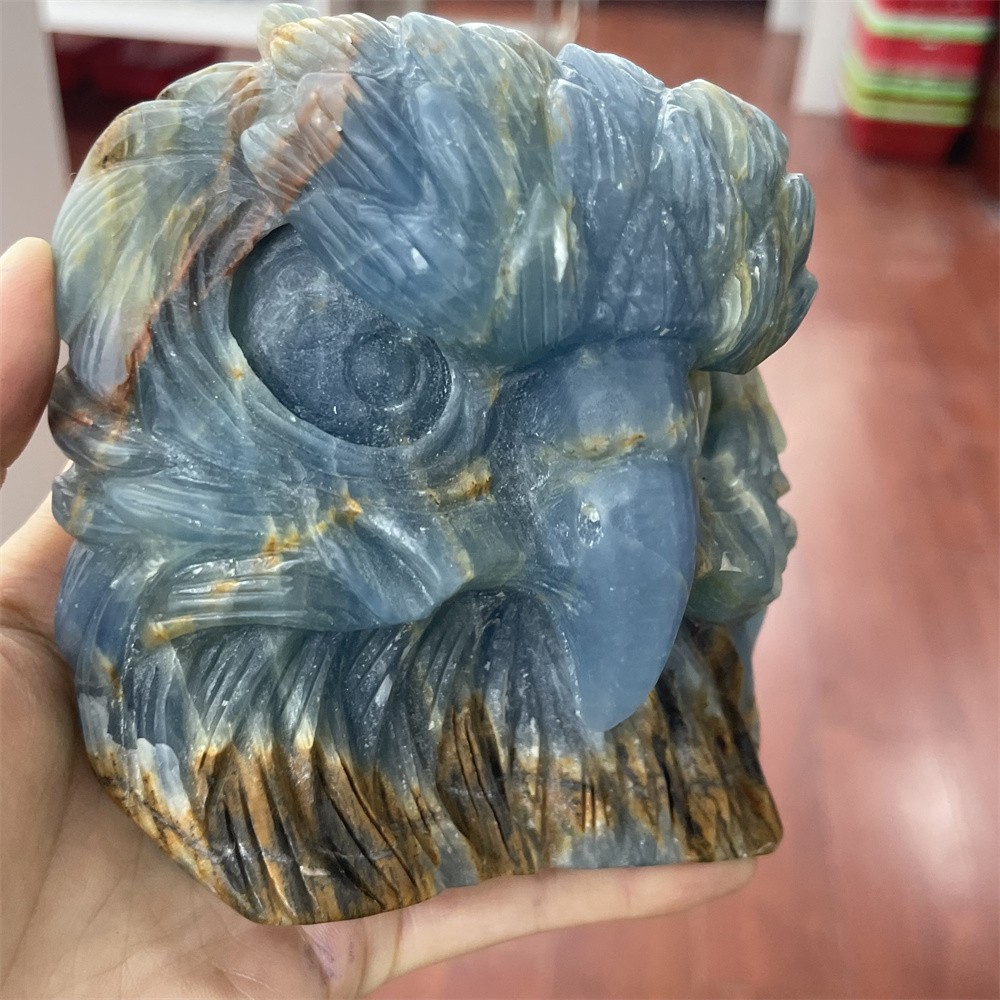 1.6LB 4.2″Natural A+Blue Onyx Eagle Statue Crystal Reiki Carving Heal Decor