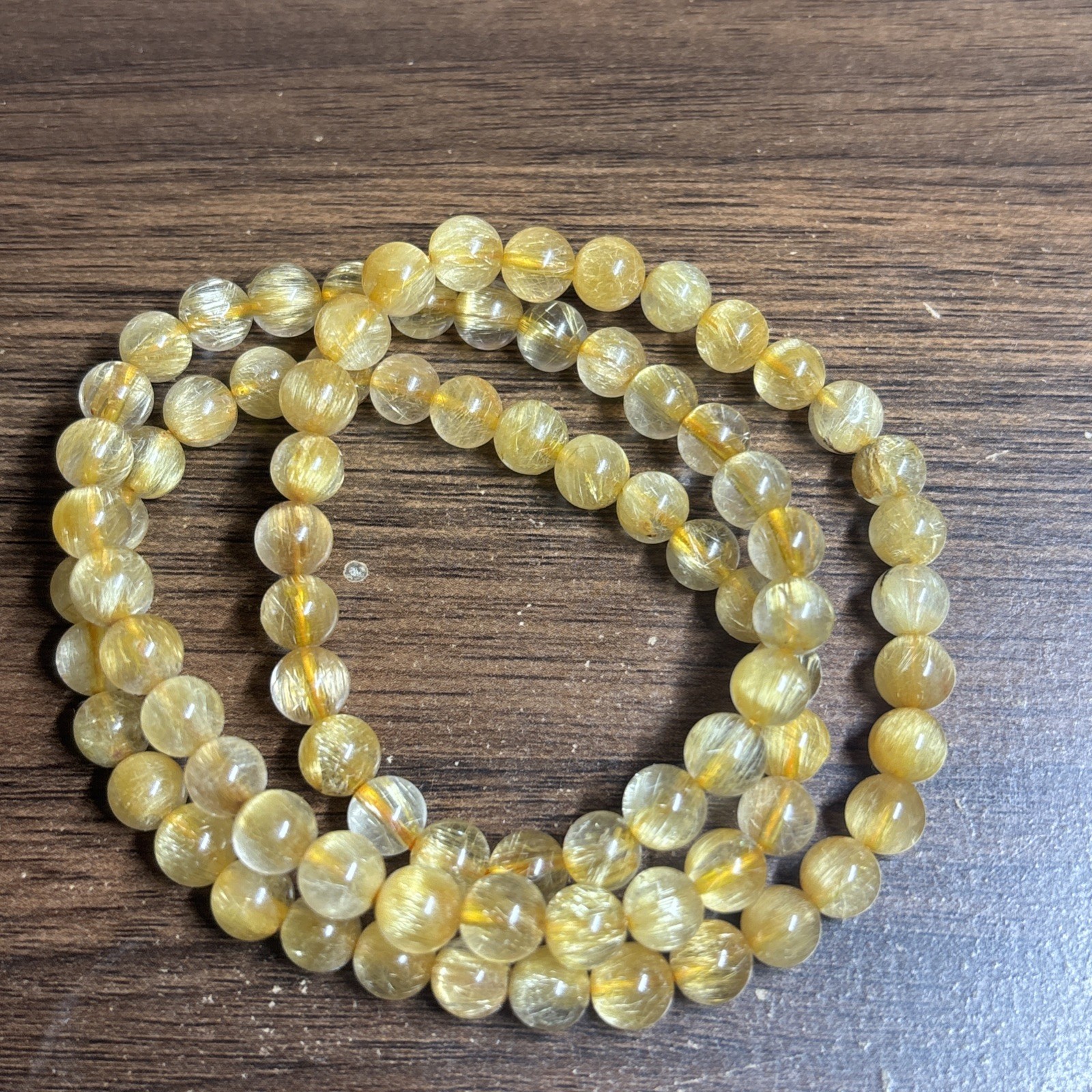 Genuine Natural Gold Rutilated Woman Bracelet Necklace 5mm Wide 25cm Length