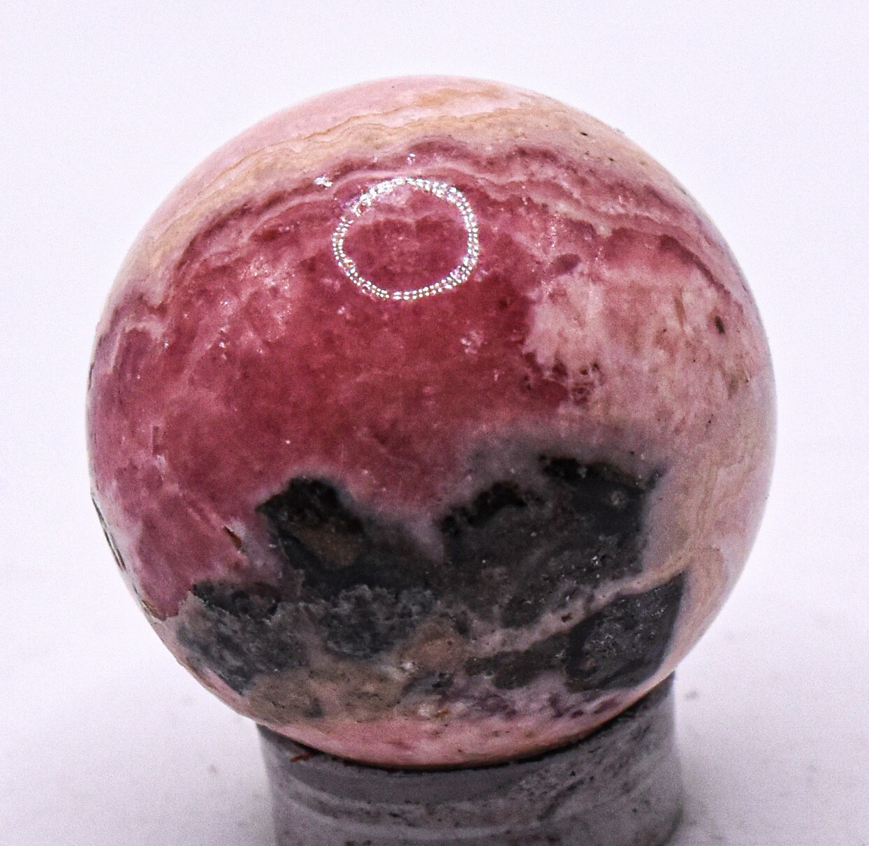 26mm 165ct Red Rose Rhodochrosite Sphere Polished Argentina Gemstone Mineral