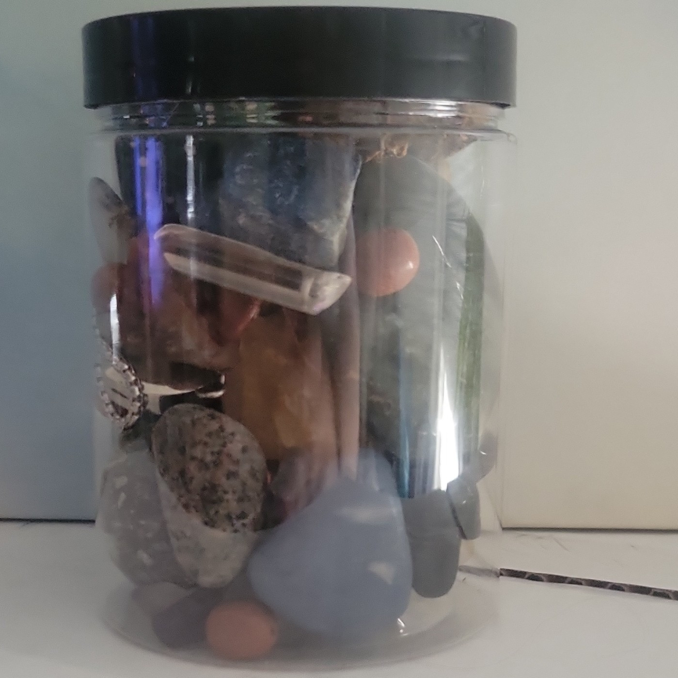 Assorted Tumbled Crystals & Stones Mixed Lot Jar of Mixed Tumbled Stones