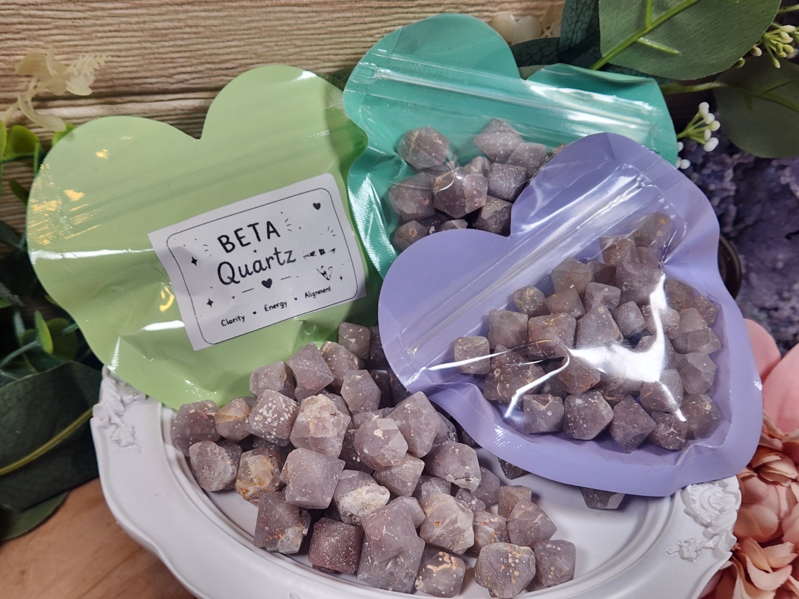 50g Beta Quartz Crystal Lot Indonesia Natural Quartz Bipyramidal Crystals
