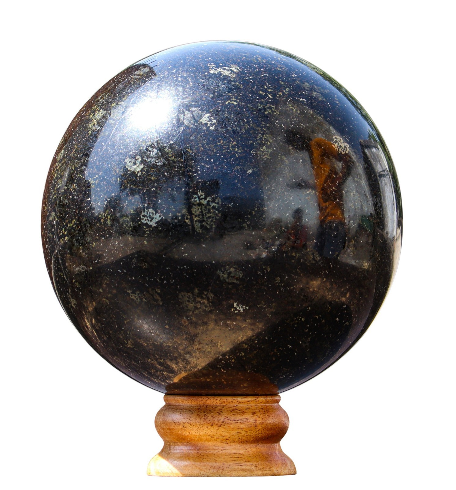 Natural Black NUUMMITE Crystal Home Decor Handmade Gift Polished Sphere 145mm