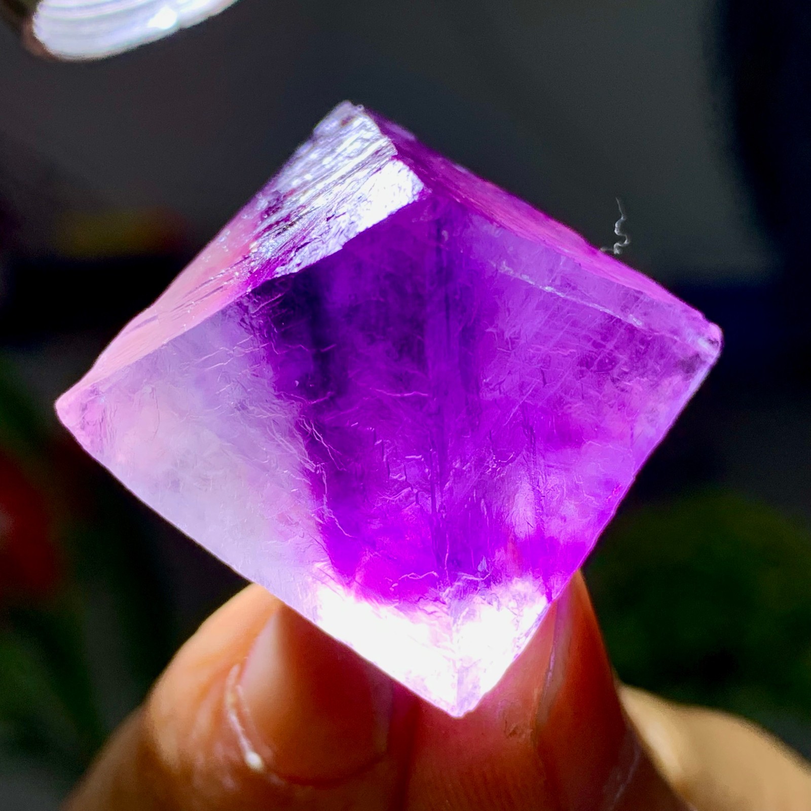 30G Natural purple fluorite octahedron quartz crystal healing