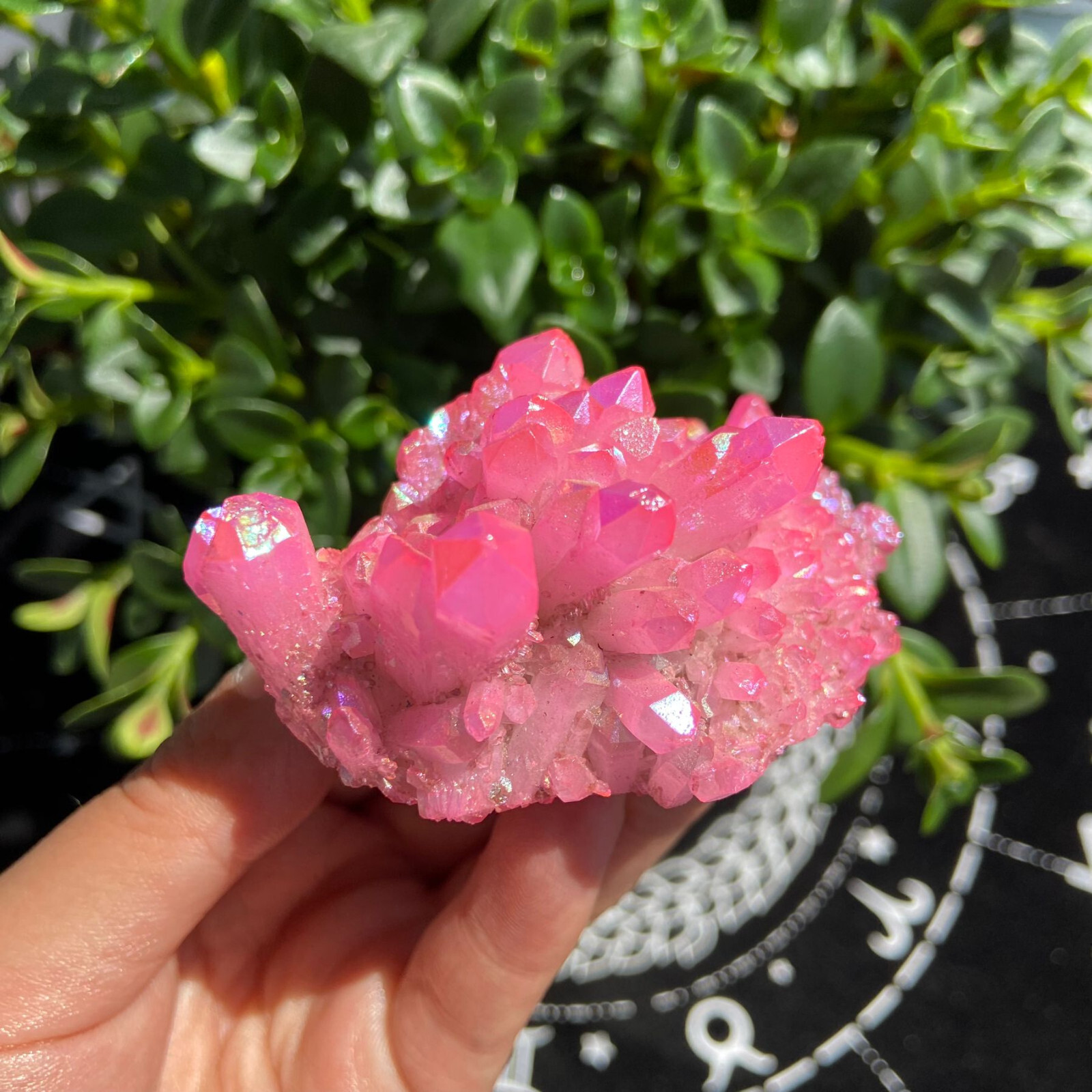 104g Titanium Angel Aura Quartz Pink Aura Cluster Positive Energy Stone Decor
