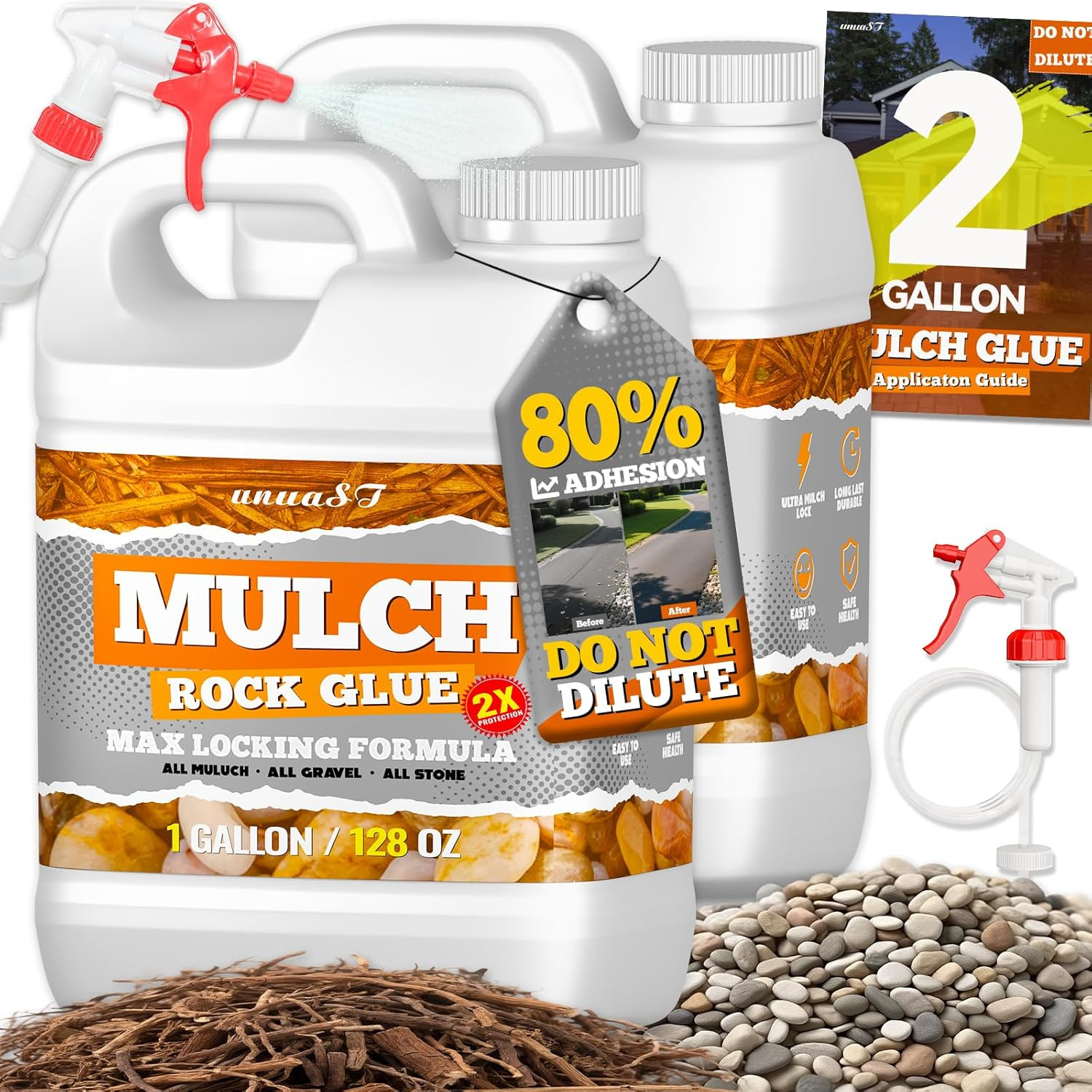 Mulch Glue for Landscaping, 2 Gallon Rock Glue for Landscaping with Sprayer