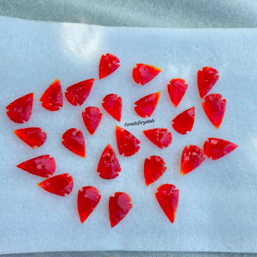 Bulk Red Obsidian Carnelian Arrowheads 1 to 1.5 Inch Handcrafted Crystal Points