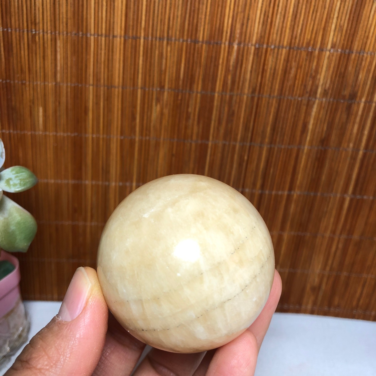 50mm Natural polished Yellow Gream Jade Semi-precious Ball sphere 195g A2020