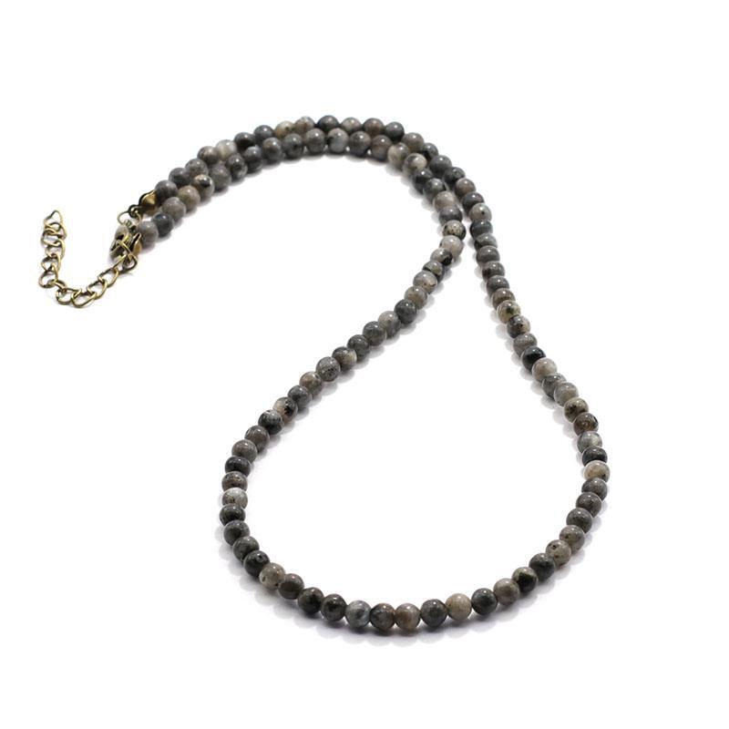 Antique Handmade 4mm Natural Stone Beads Necklace Simple Mens Chocker Necklace