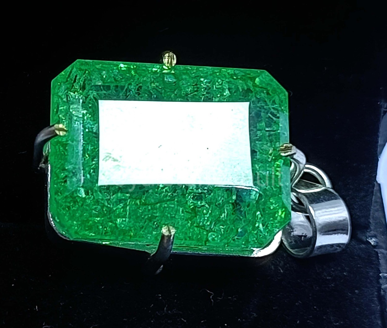 Natural Green Emerald 83.10 Ct Pendant Emerald Cut 925 Silver IGL 5JOY