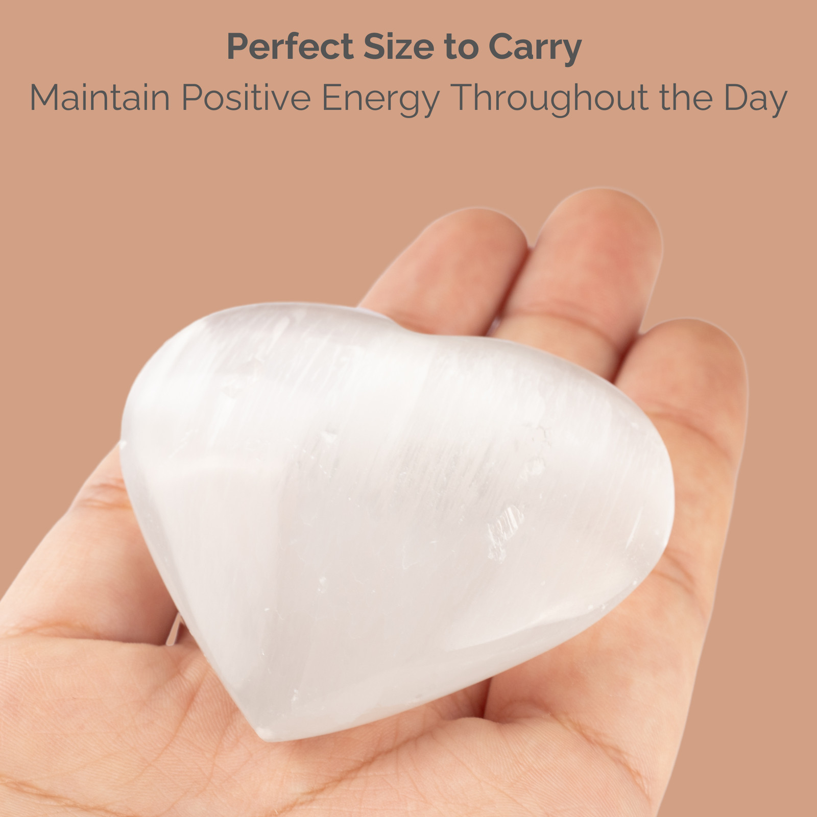 Selenite Crystal Hearts, Polished Selenite Palm Stone, Worry Stone, Crown Chakra