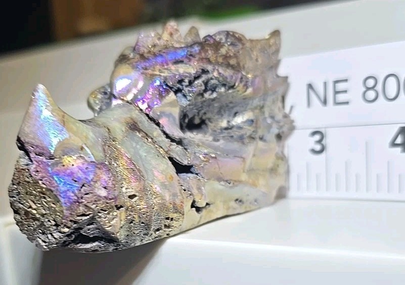 Dragon Head Carving In Aura Sphalerite 4″ 9Oz. Rainbow Aura Coated Natural Stone