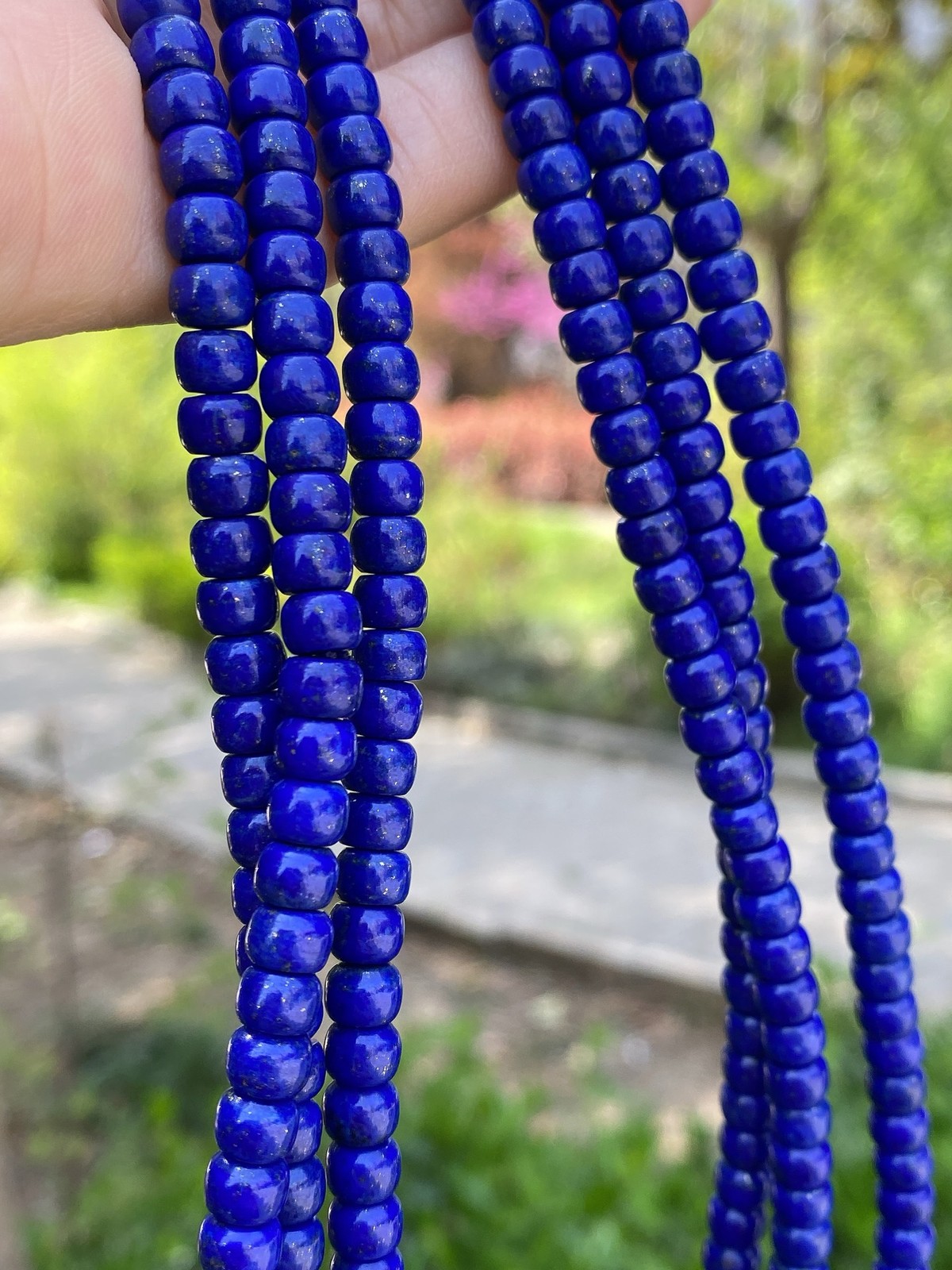 Premium Old Shape Lapis Bead Multi Strand Smooth Polished Ethnic Style Bracelet