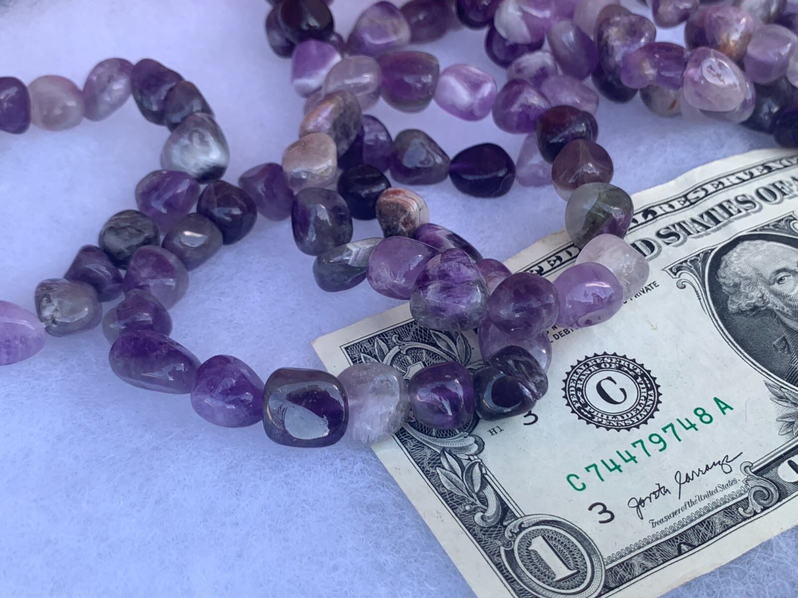 Lot of 3 Natural Amethyst Tumbled Stone Bracelets | Healing Crystal Jewelry Set
