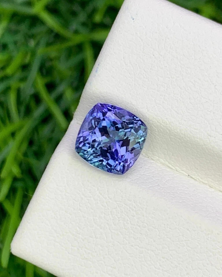 10 Ct + Extremely Rare Natural Blue Tanzanite Cushion Certified Loose Gemstone