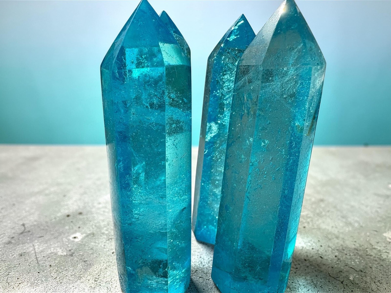 Blue Aqua Quartz Tower Crystal Point | Iridescent Healing Meditation Stone