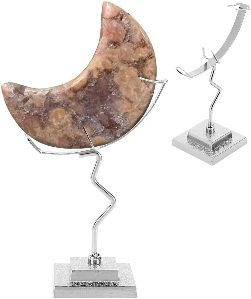 Crystal Ball Holder, Moon Shaped Small Crystal Display Stand Alloy Sphere Displa