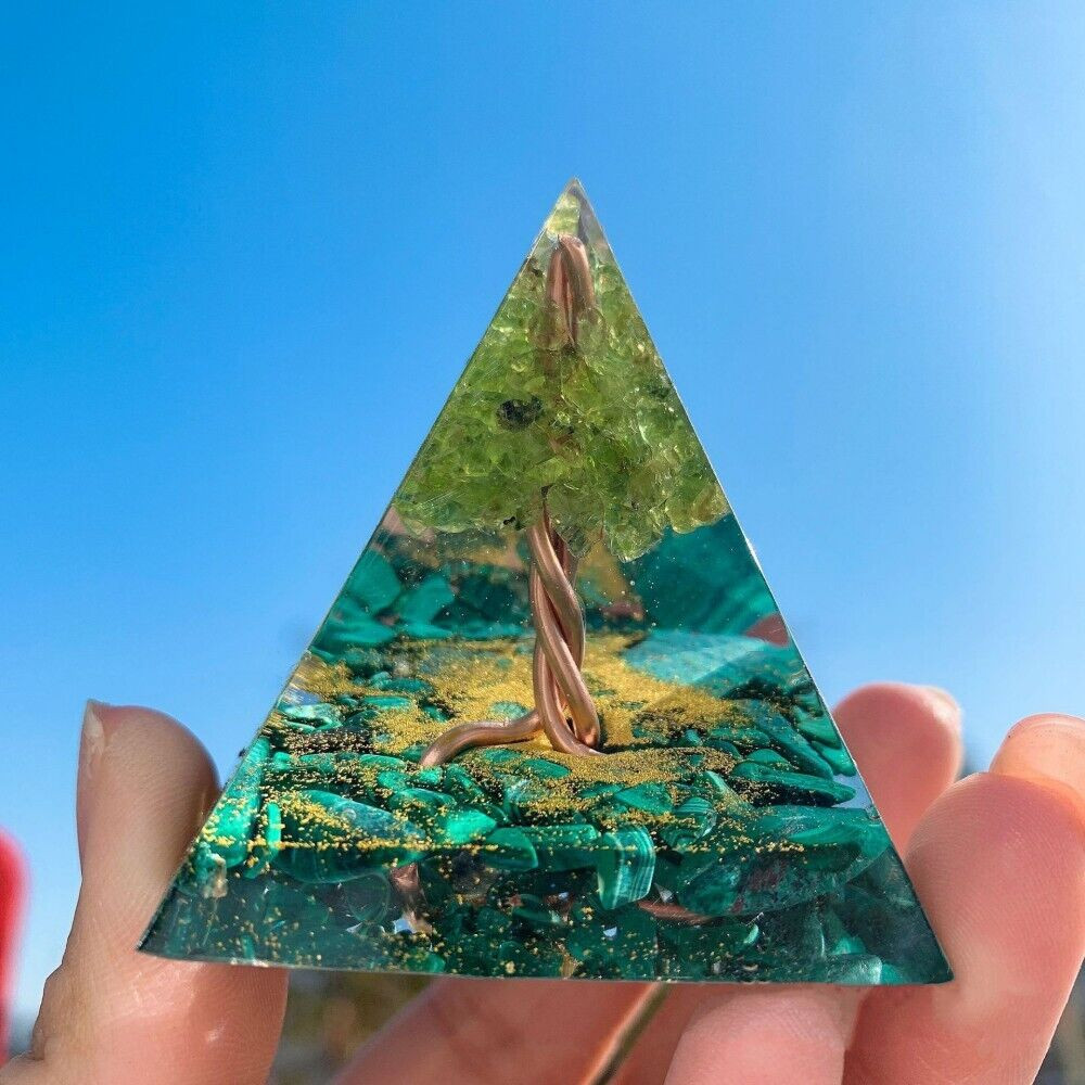 Amethyst Orgonite Pyramid Heal Obsidian Chakra Crystal Stone Energy Orgone Gifts