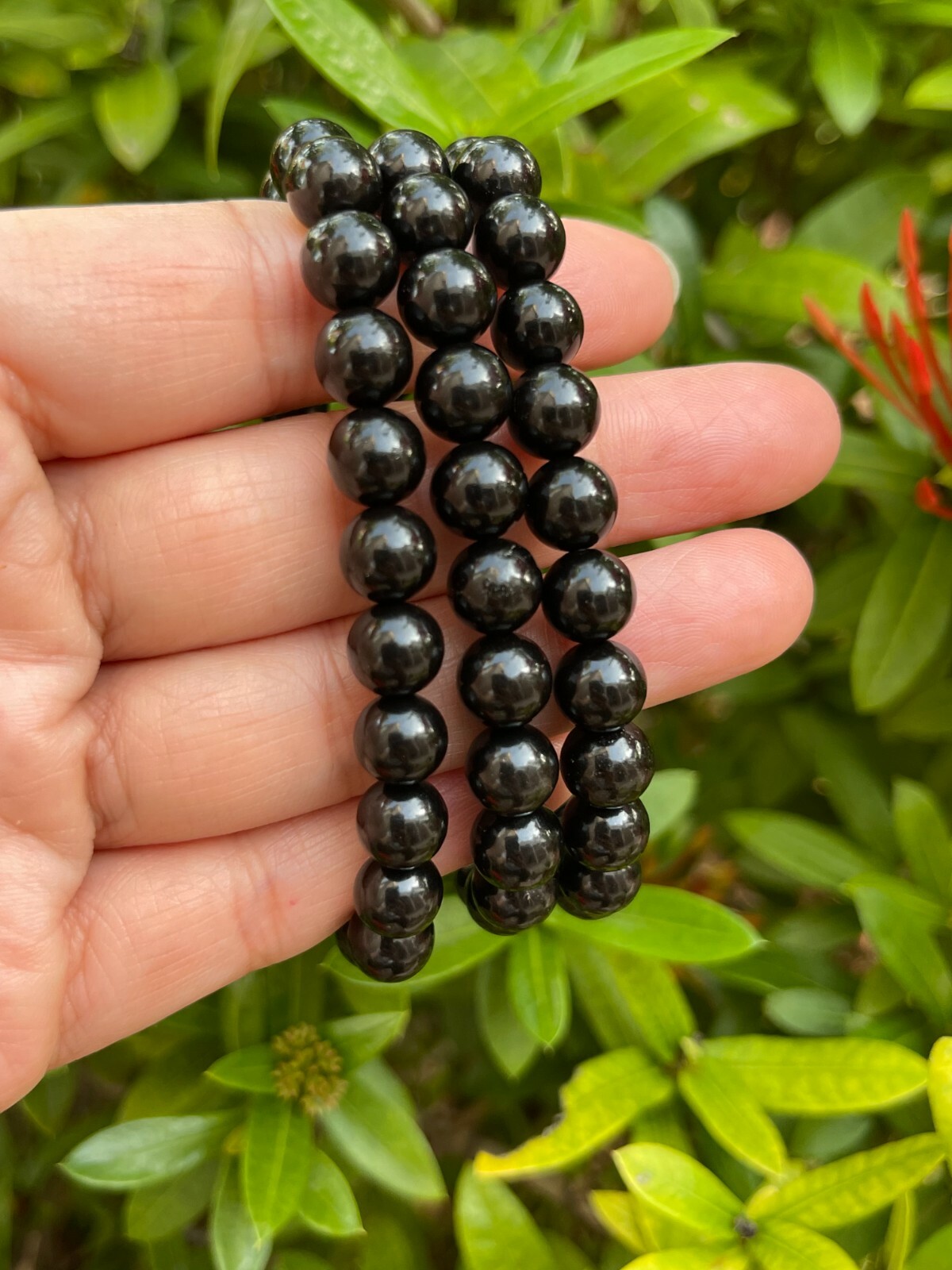 Grade A++ Jet Crystal Bead Bracelet 8mm, Genuine Jet Gemstone Bracelet