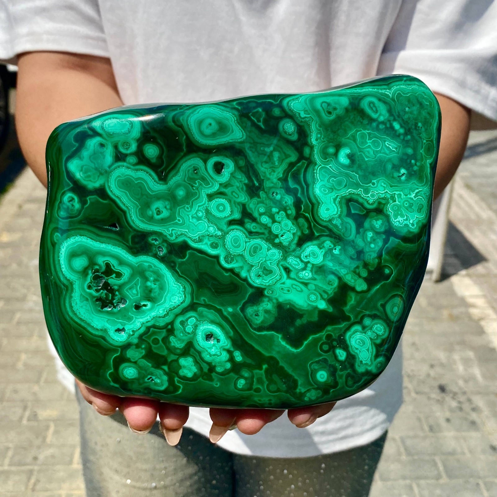 5.4LB Natural glossy Malachite transparent cluster rough mineral sample