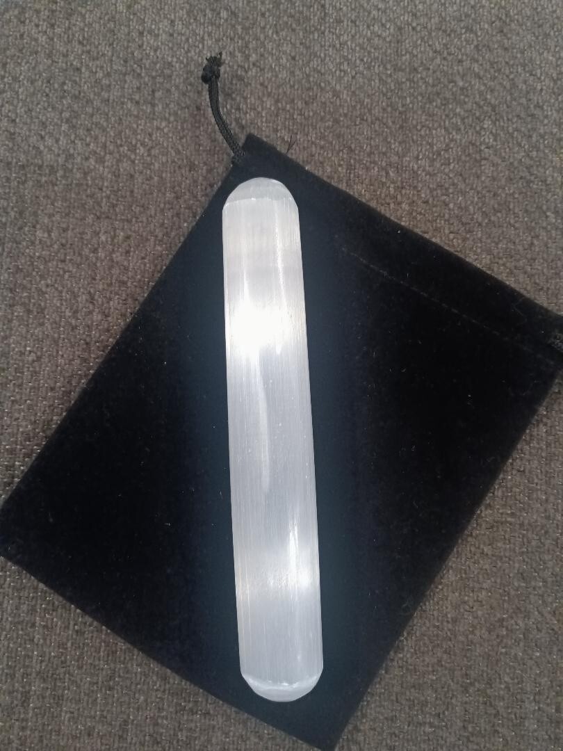 Selenite Crystal Massage Wand ” Smooth Polished Round Heal Reiki Energy CHARGED