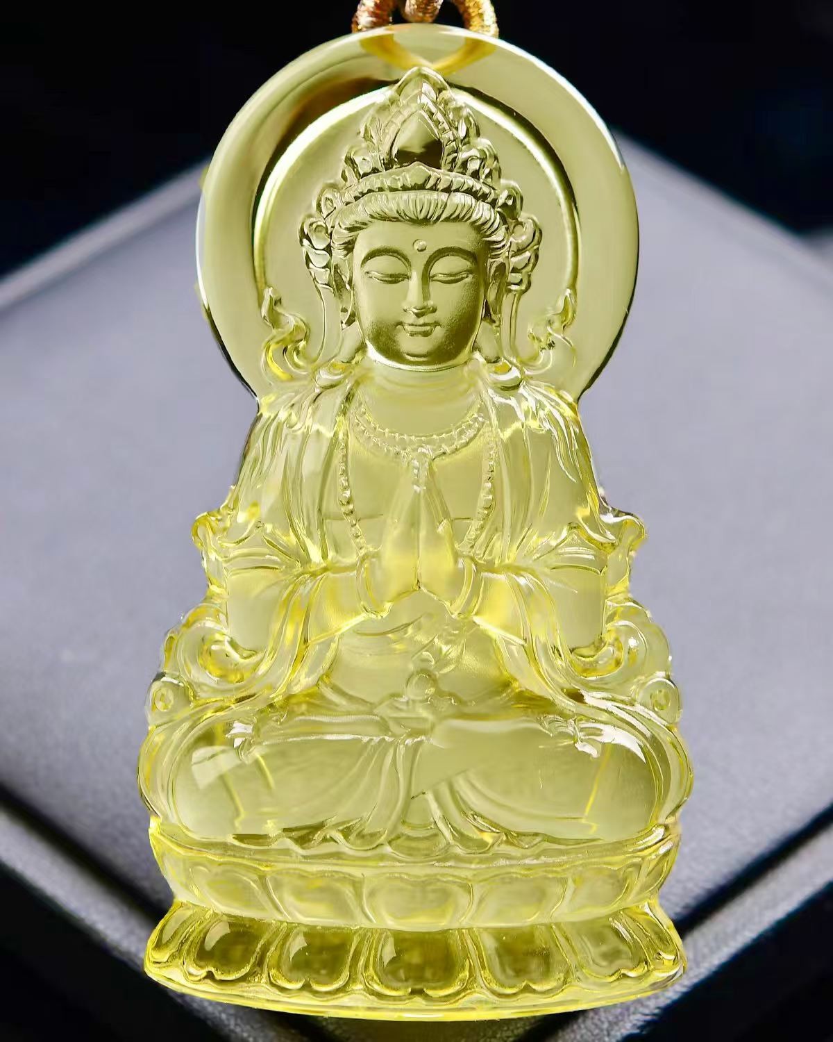 70*38*13mm Top Natural Citrine Quartz Carved Crystal Buddha Pendant Reiki Gift