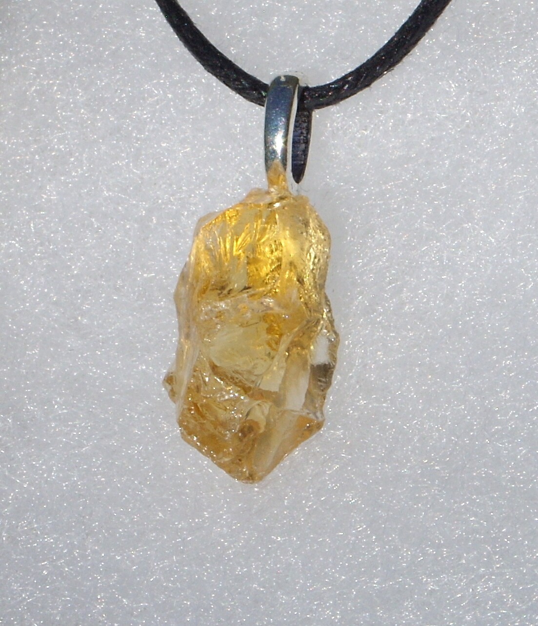 Natural Raw Rough Citrine Crystal Free Form Stone Pendant Necklace Small